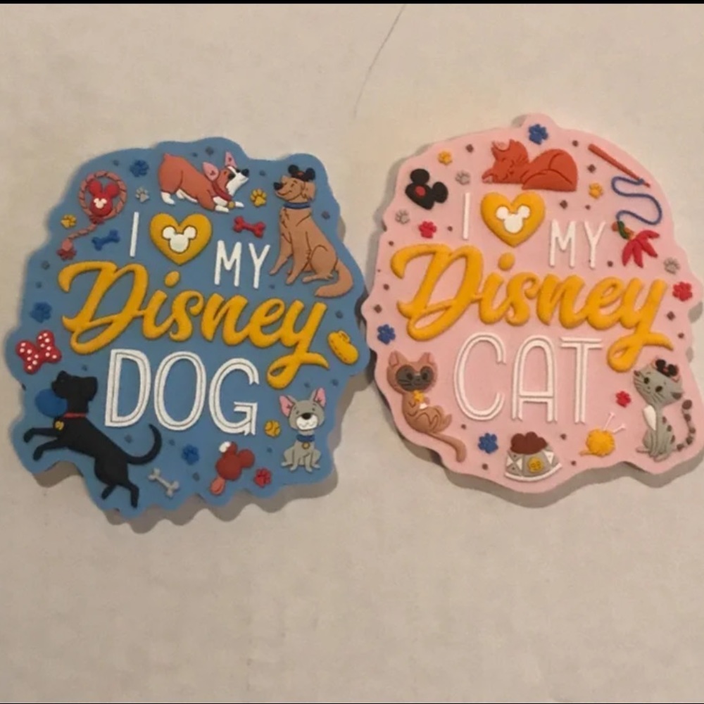 Disney Parks I ❤️ My Disney Dog & Cat Pair of Magnets